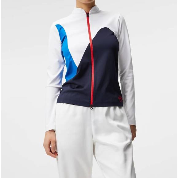 NEW J.LINDEBERG swirl full zip mid layer in jl navy - Picture 2 of 5